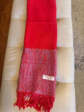 pashmina Red Paisley Fringe Scarf